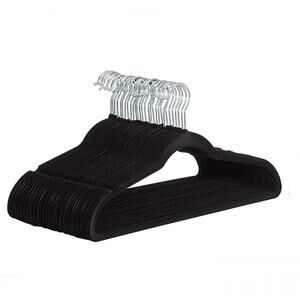 Basics Slim, Velvet, Non-Slip Suit Clothes Hangers, Black/Silver - Pack …